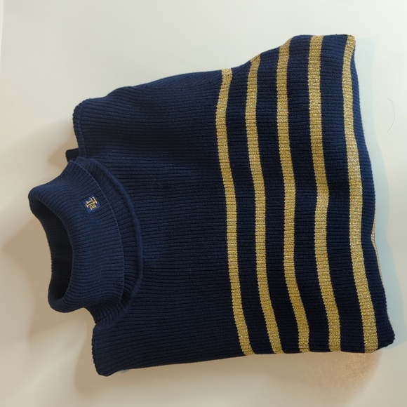 Ralph Lauren sweater gold & blue striped turtleneck size XL - Picture 10 of 16